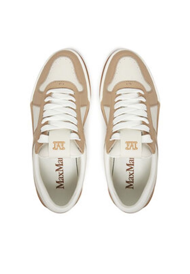 Max Mara Sneakersy 2514761091600 Biały. Kolor: biały. Materiał: skóra