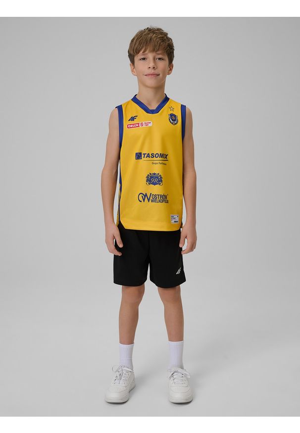 4f - 4F Koszulka meczowa replika domowa z sezonu 2025/26 dziecięca 4F x Stal Ostrów - żółta 134/140 (8-10 lat). Kolor: żółty. Materiał: materiał. Wzór: nadruk. Sezon: lato