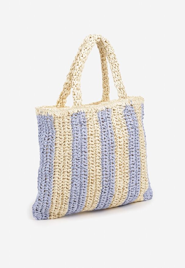 Born2be - Niebieska Torebka Shopper Plażowa z Napisem Navirael. Kolor: niebieski. Wzór: napisy. Sezon: lato. Styl: casual