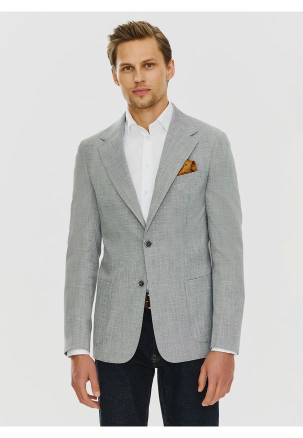 PAKO LORENTE – Lniana szara marynarka męska melanż P24SF-3X-011-S-S - Pako Lorente. Kolor: szary. Materiał: len. Wzór: melanż