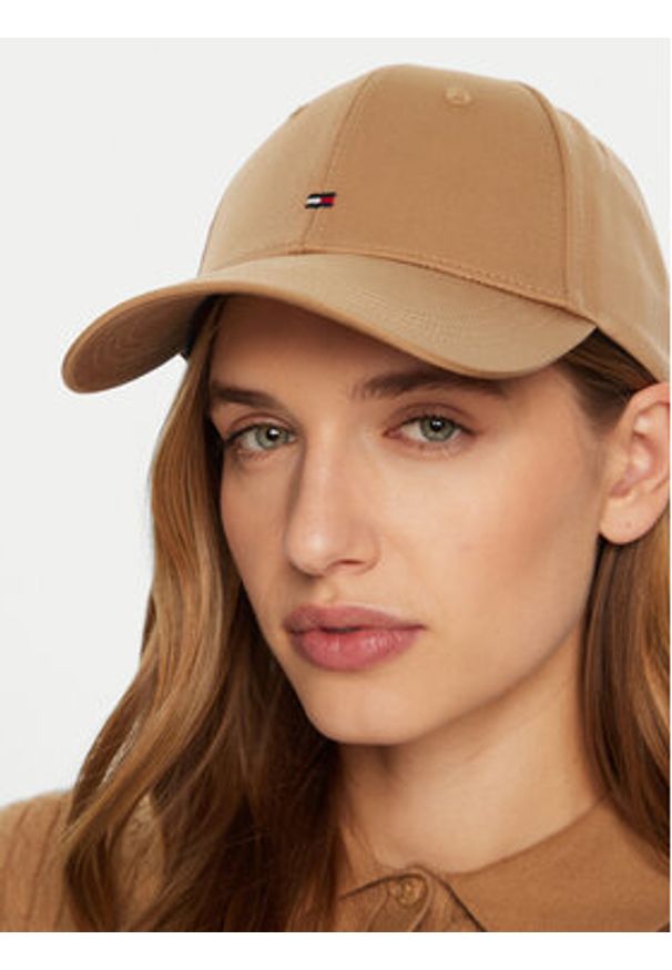 TOMMY HILFIGER - Tommy Hilfiger Czapka z daszkiem AW0AW16844 Beżowy. Kolor: beżowy. Materiał: bawełna, materiał