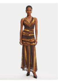 BARDOT Sukienka koktajlowa Aries Mesh Maxi 59999DB Brązowy Slim Fit. Kolor: brązowy. Materiał: syntetyk. Styl: wizytowy. Długość: maxi #3