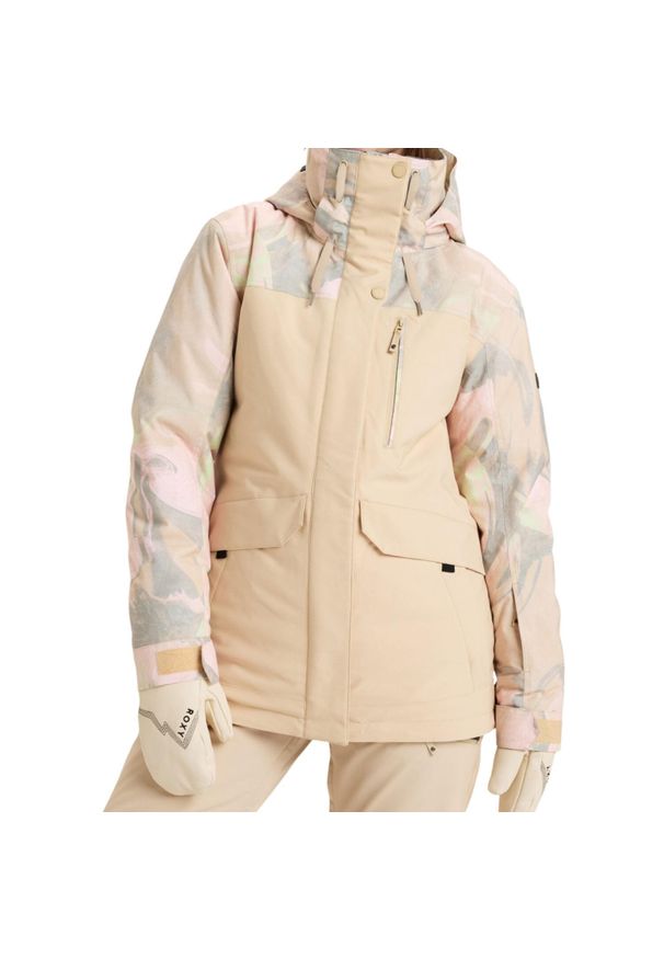 Kurtka narciarska damska Roxy Dawnrae Parka. Kolor: beżowy. Materiał: poliester. Sezon: zima. Sport: narciarstwo