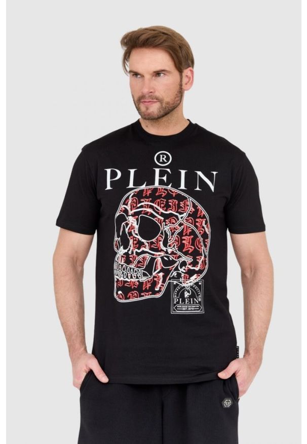 Philipp Plein - PHILIPP PLEIN Czarny męski t-shirt skull, Rozmiar L. Kolor: czarny