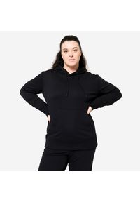 DOMYOS - Bluza z kapturem damska Domyos Gym & Pilates. Typ kołnierza: kaptur. Kolor: czarny. Materiał: tkanina, elastan, prążkowany, bawełna, materiał, poliester. Długość: długie. Sport: joga i pilates