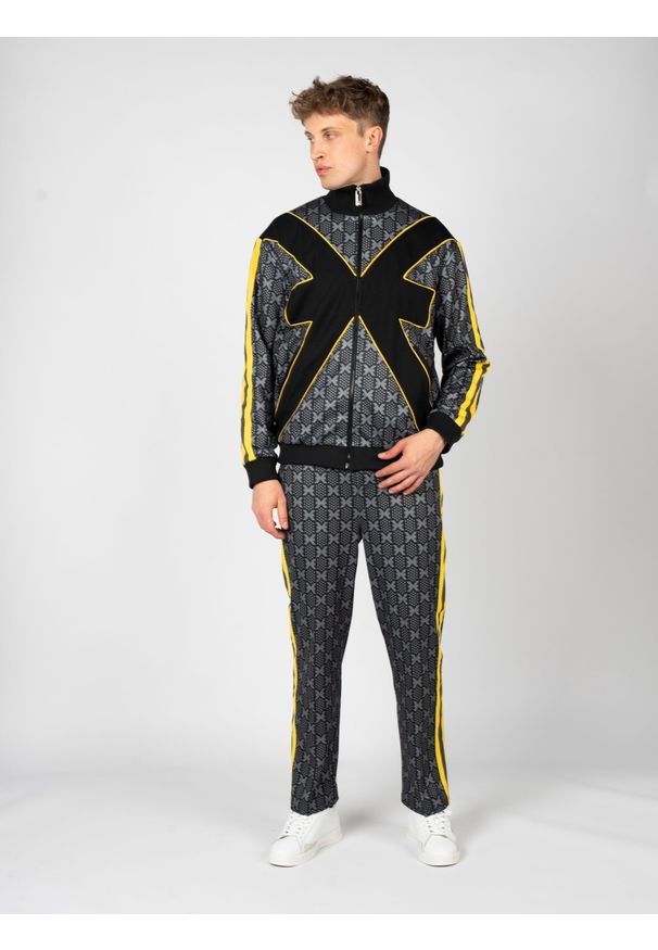 John Richmond Bluza | UMA24170FE | Mężczyzna | Czarny, Żółty, Szary. Okazja: na co dzień. Kolor: żółty, szary, wielokolorowy, czarny. Materiał: poliester, bawełna. Długość: długie. Styl: casual