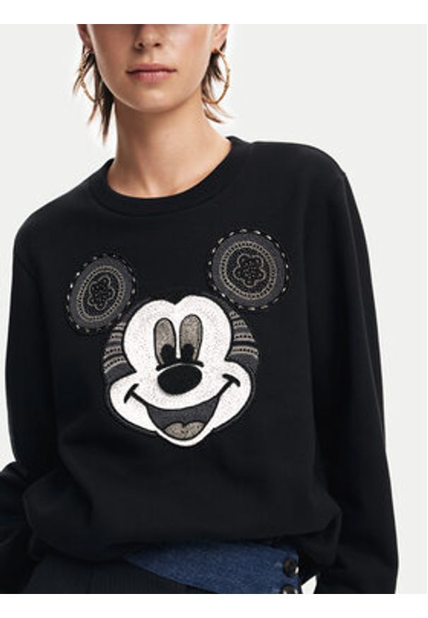 Desigual Bluza Mickey Yeah! 24WWSK10 Czarny Regular Fit. Kolor: czarny. Materiał: bawełna