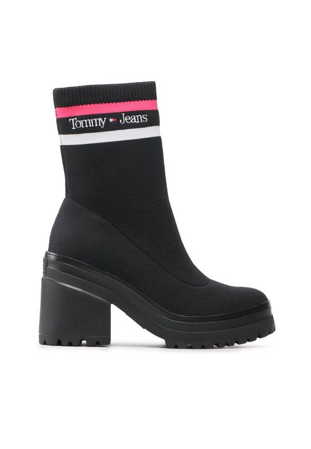 Tommy Jeans Botki Knitted Boot EN0EN02061 Czarny. Kolor: czarny. Materiał: materiał