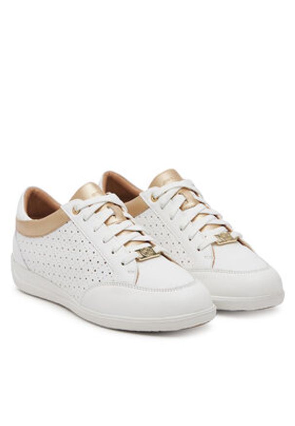 Geox Sneakersy Myria C D5568C 05485 C1000 Biały. Kolor: biały. Materiał: skóra