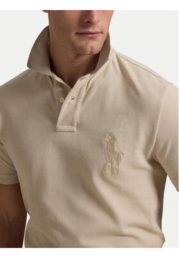 Polo Ralph Lauren Polo 710938137011 Beżowy Slim Fit. Typ kołnierza: polo. Kolor: beżowy. Materiał: bawełna