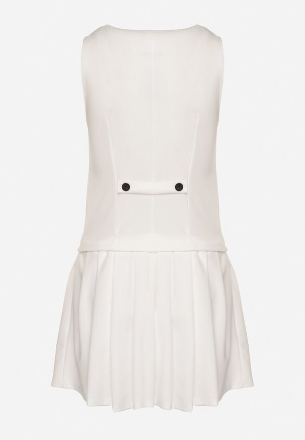 Born2be - Biała Sukienka Góra w Stylu Kamizelki i Rozkloszowany Dół Eviraia. Okazja: na co dzień. Typ kołnierza: dekolt w kształcie V. Kolor: biały. Typ sukienki: rozkloszowane. Styl: casual, klasyczny