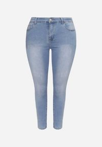 Born2be - Niebieskie Jeansy z Ozdobnymi Przetarciami o Fasonie Skinny Neveatam. Okazja: na co dzień. Kolor: niebieski. Styl: elegancki, casual #5