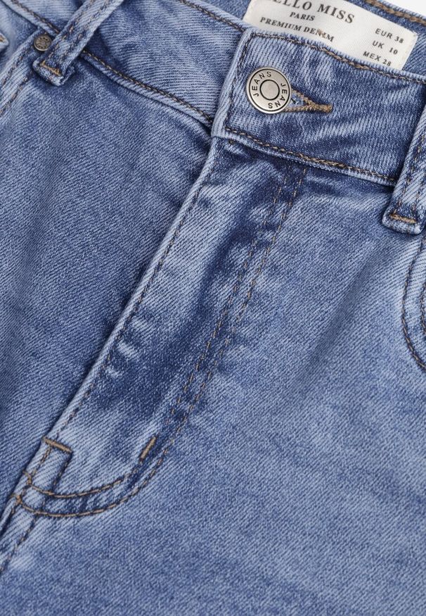 Renee - Niebieskie Jeansy Wide Leg High Waist z Elastycznego Denimu z Bawełną Jelimia. Okazja: na co dzień. Stan: podwyższony. Kolor: niebieski. Styl: casual, elegancki