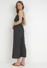 Born2be - Czarny Kombinezon Delessa. Kolor: czarny. Długość rękawa: na ramiączkach. Długość: długie. Wzór: aplikacja, kropki. Styl: wizytowy, elegancki #5