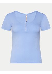 Hunkemöller Koszulka piżamowa Henley 205108 Niebieski Regular Fit. Kolor: niebieski. Materiał: wiskoza #1