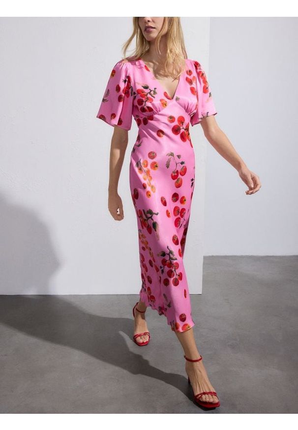 Reserved - Sukienka z wiskozy - wielobarwny. Materiał: wiskoza. Typ sukienki: proste