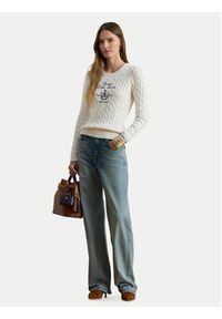 Lauren Ralph Lauren - LAUREN RALPH LAUREN Sweter 200P03508003 Biały Slim Fit. Kolor: biały. Materiał: bawełna #3