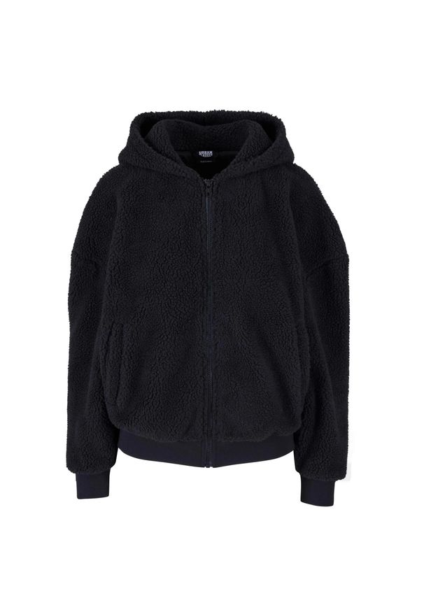 Urban Classics - Bluza Damska Sherpa Oversized Full Zip Hoodie. Kolor: czarny