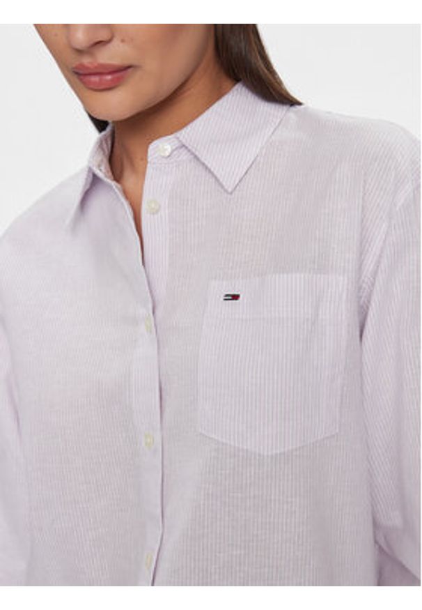 Tommy Jeans Koszula DW0DW17737 Fioletowy Boxy Fit. Kolor: fioletowy. Materiał: bawełna
