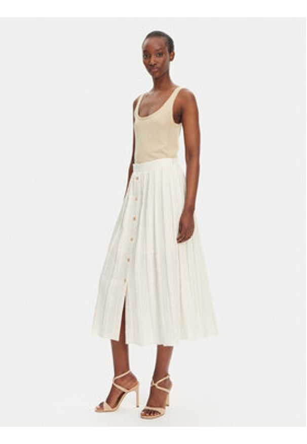 TwinSet - TWINSET Spódnica trapezowa 251TT2143 Écru Loose Fit. Kolor: kremowy. Materiał: bawełna
