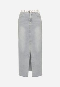 Born2be - Jasnoniebieska Ołówkowa Spódnica Jeansowa z Rozcięciem z Przodu Limirea. Okazja: na co dzień. Kolor: niebieski. Materiał: jeans. Styl: casual #5