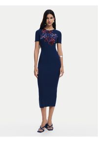 Desigual Sukienka codzienna 25SWVF13 Granatowy Slim Fit. Okazja: na co dzień. Kolor: niebieski. Materiał: wiskoza. Typ sukienki: proste. Styl: casual