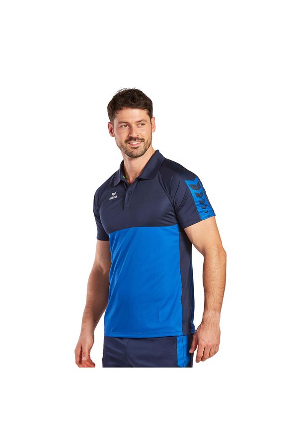 ERIMA - Polo Erima Six Wings. Typ kołnierza: polo. Kolor: niebieski. Sport: piłka nożna