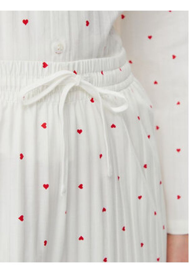 Hunkemöller Spodnie piżamowe Jacquard Hearts 301504 Biały Relaxed Fit. Kolor: biały. Materiał: bawełna