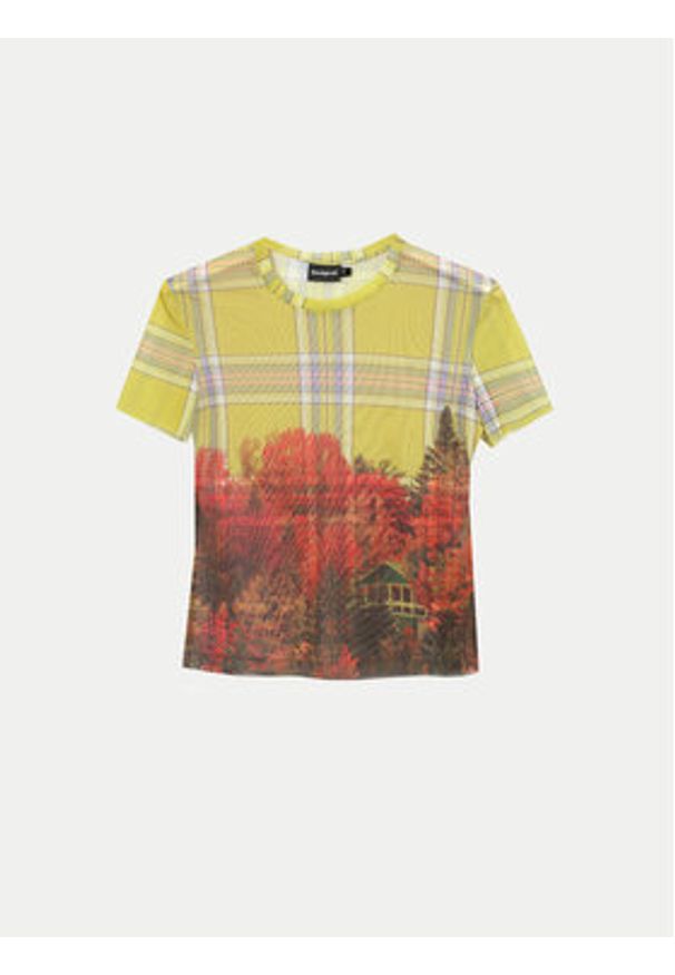 Desigual T-Shirt Double 24WWTK27 Kolorowy Slim Fit. Materiał: syntetyk. Wzór: kolorowy