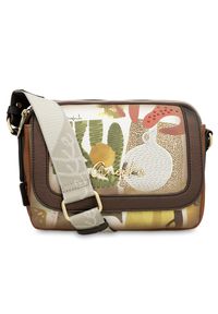 Brązowa Torebka Anekke Stylowa Listonoszka Damska. Kolor: brązowy. Wzór: aplikacja, haft. Dodatki: z haftem. Materiał: zdobione. Styl: elegancki #8