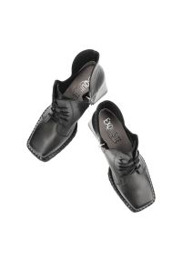 Czarne Botki Exquisite Modne Skórzane Buty Damskie. Kolor: czarny. Materiał: skóra. Wzór: geometria. Styl: klasyczny, elegancki #6