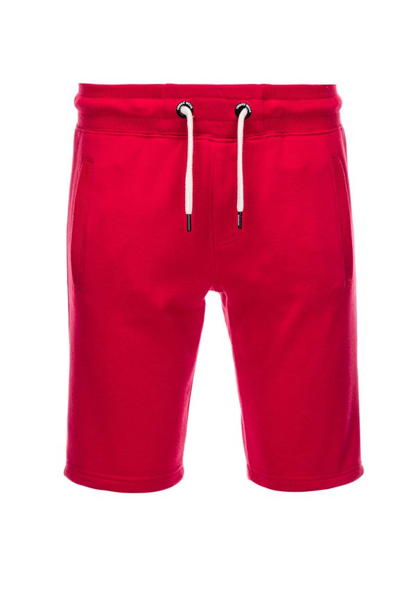 Ombre Clothing - Krótkie spodenki męskie z kieszeniami - czerwone V7 - Rozmiar: S. Kolor: czerwony. Materiał: bawełna, poliester, dzianina. Długość: krótkie