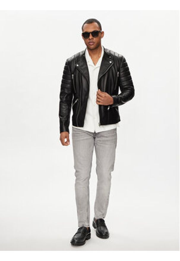 Serge Pariente Kurtka skórzana Gladiator Czarny Regular Fit. Kolor: czarny. Materiał: skóra