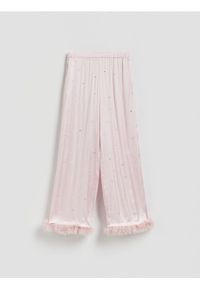 Reserved - Spodnie ze strasem - pastelowy róż. Kolor: różowy. Materiał: wiskoza, tkanina #1