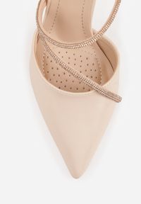 Renee - Beżowe Czółenka VICES na Słupku z Eleganckimi Paseczkami z Cyrkoniami Sirevianna. Zapięcie: pasek. Kolor: beżowy. Materiał: satyna. Obcas: na słupku. Styl: elegancki #6