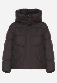 Born2be - Czarna Kurtka Pikowana z Kapturem i Ściągaczami przy Rękawach Hedivra. Okazja: na co dzień, na spacer. Typ kołnierza: kaptur. Kolor: czarny. Materiał: jeans. Długość rękawa: długi rękaw. Długość: długie. Sezon: zima. Styl: klasyczny, casual #4