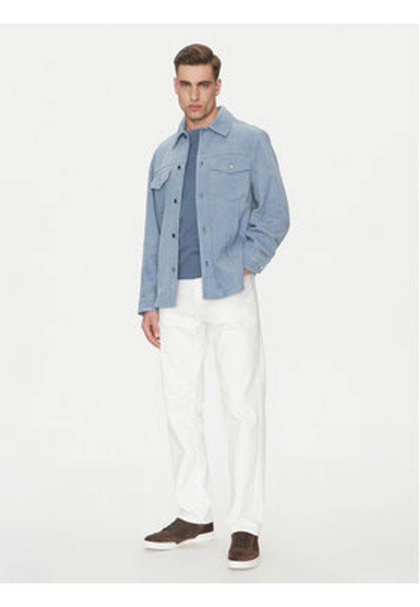 Michael Kors Kurtka skórzana CS5800P4R4 Błękitny Regular Fit. Kolor: niebieski. Materiał: skóra