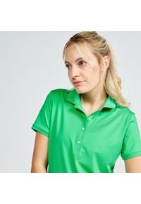 INESIS - Koszulka polo do golfa damska z krótkim rękawem Inesis WW500. Typ kołnierza: golf, polo. Kolor: zielony. Materiał: elastan, materiał, poliester. Długość rękawa: krótki rękaw, bez rękawów. Długość: krótkie. Styl: klasyczny, elegancki #1