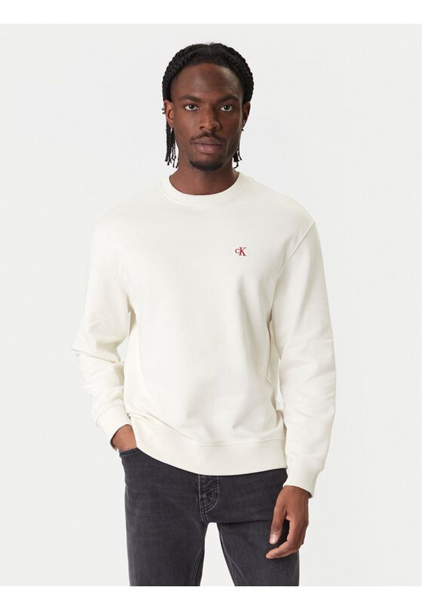 Calvin Klein Jeans Bluza LV04RC296G Écru Regular Fit. Materiał: bawełna