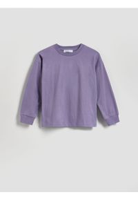 Reserved - Bawełniany longsleeve - fioletowy. Kolor: fioletowy. Materiał: bawełna. Długość rękawa: długi rękaw