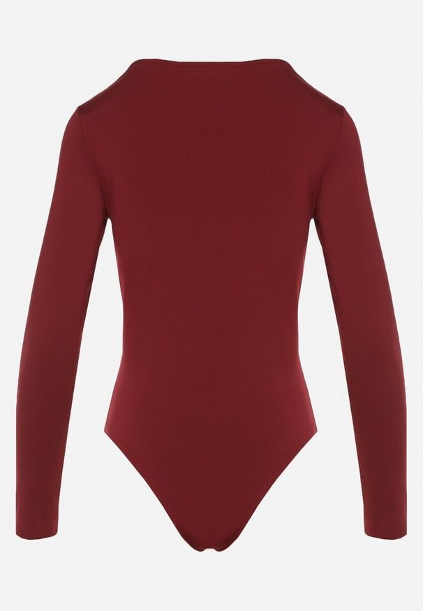 Born2be - Bordowe Body z Wiskozą i Kwadratowym Dekoltem Labiene. Okazja: na co dzień. Typ kołnierza: dekolt kwadratowy. Kolor: czerwony. Materiał: wiskoza. Długość rękawa: długi rękaw. Długość: długie. Styl: casual, elegancki