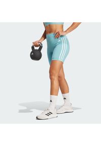 Adidas - Training Essentials 3-Stripes High-Waisted Short Leggings. Kolor: zielony. Materiał: materiał. Sport: fitness #1