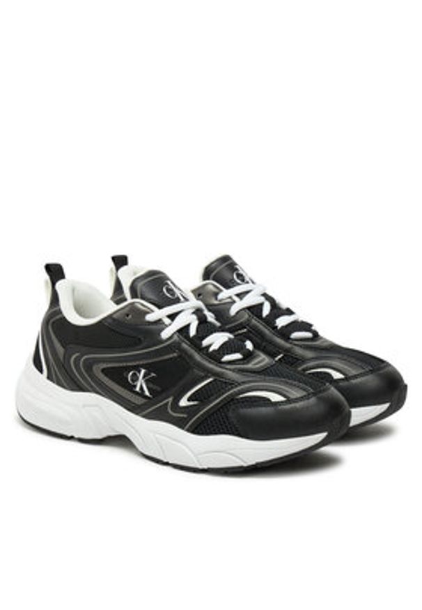 Calvin Klein Jeans Sneakersy Retro Tennis Mesh Ml YW0YW01807 Czarny. Kolor: czarny. Materiał: skóra