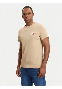 Tommy Jeans T-Shirt DM0DM22538 Beżowy Slim Fit. Kolor: beżowy. Materiał: bawełna #1