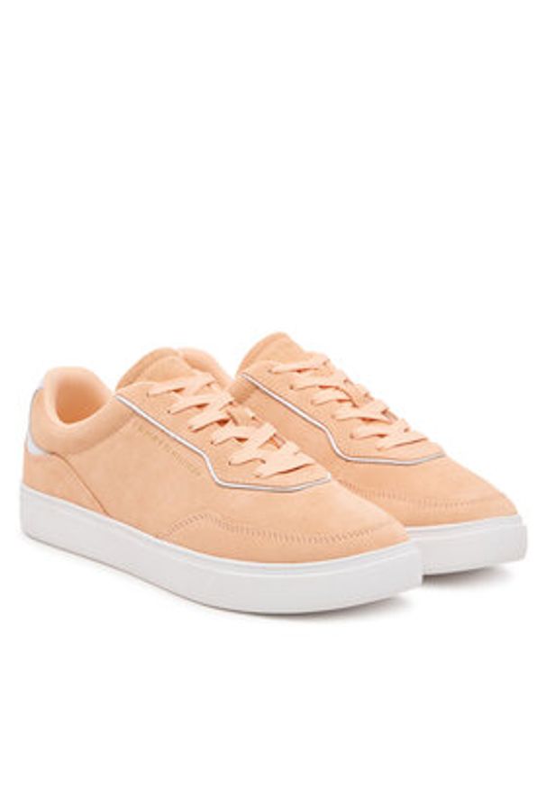 TOMMY HILFIGER - Tommy Hilfiger Sneakersy Casual FW0FW08898 Pomarańczowy. Okazja: na co dzień. Kolor: pomarańczowy. Materiał: zamsz, skóra