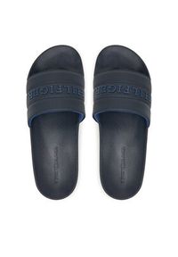 TOMMY HILFIGER - Tommy Hilfiger Klapki Pad Perf Pool Slide FM0FM05709 Granatowy. Kolor: niebieski. Materiał: skóra #4