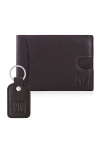 PAOLO PERUZZI - Portfel męski skórzany brązowy T-46-BR i brelok do kluczy T-86-BR zestaw prezentowy ZUP-135-BR. Kolor: brązowy. Materiał: skóra #1
