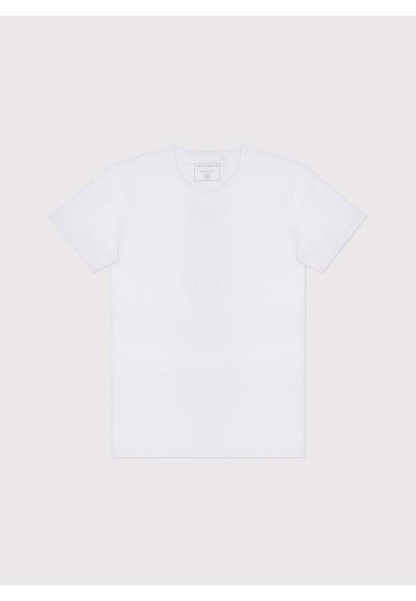 Pako Lorente - PAKO LORENTE – Biały gładki t-shirt męski. Kolor: niebieski, biały, czarny. Materiał: bawełna, elastan. Długość rękawa: krótki rękaw. Długość: krótkie. Wzór: gładki. Styl: klasyczny