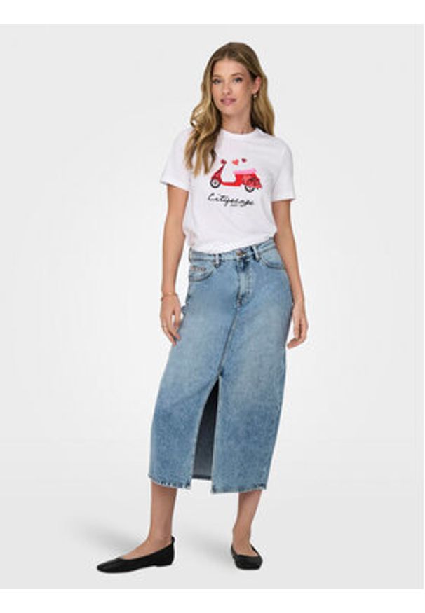 only - ONLY T-Shirt Kita 15316574 Biały Regular Fit. Kolor: biały. Materiał: bawełna