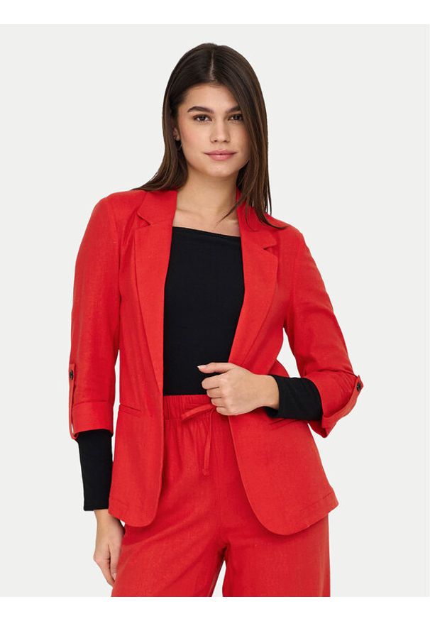 only - ONLY Marynarka Caro 15312199 Czerwony Loose Fit. Kolor: czerwony. Materiał: wiskoza